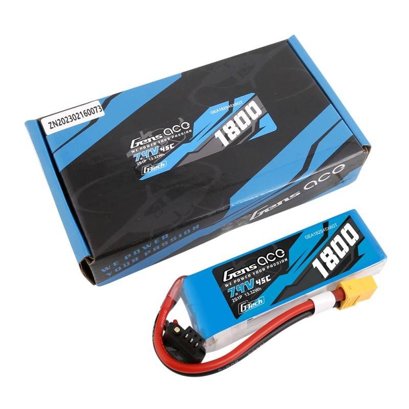 GensAce G-Tech LiPo 1800mAh 7.4V 45C 2S1P XT60 Battery - Image 5