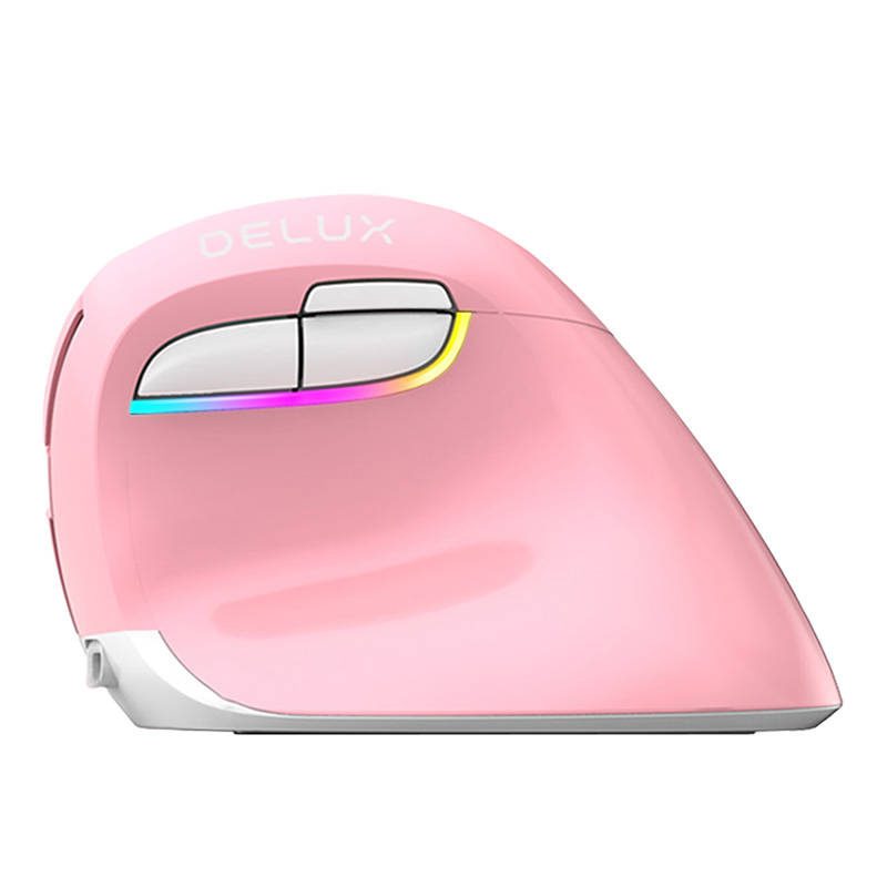 Wireless Vertical Mouse Delux M618Mini DB BT+2.4G 2400DPI (pink) - Image 2