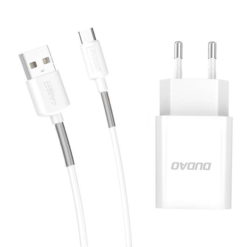 Wall charger Dudao A3EUT 2x USB with USB-C cable 12W (white) - Image 2