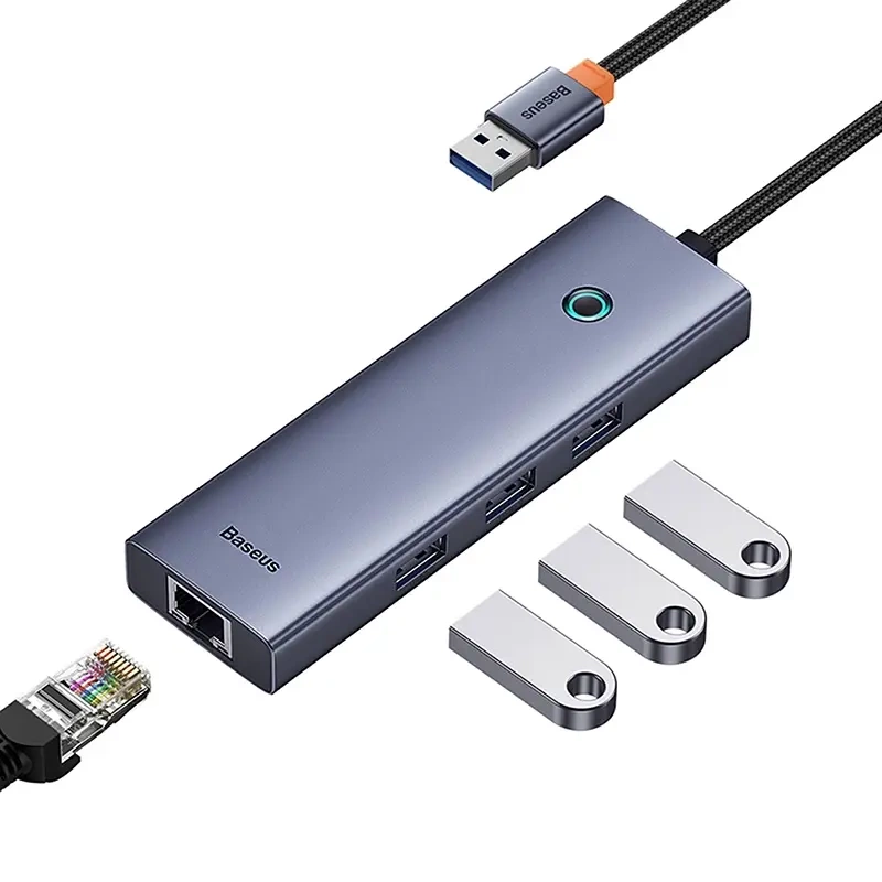 4in1 Hub Baseus UltraJoy USB-A to USB 3.0 + RJ45 (space grey) - Image 6