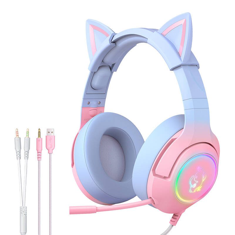 ONIKUMA K9 Pink and Blue Gaming Headphones - Image 6