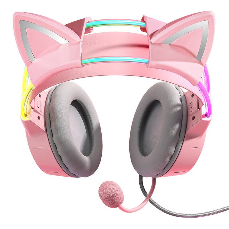 ONIKUMA X15Pro Gaming Headphones Pink/Cat Ears - Image 3