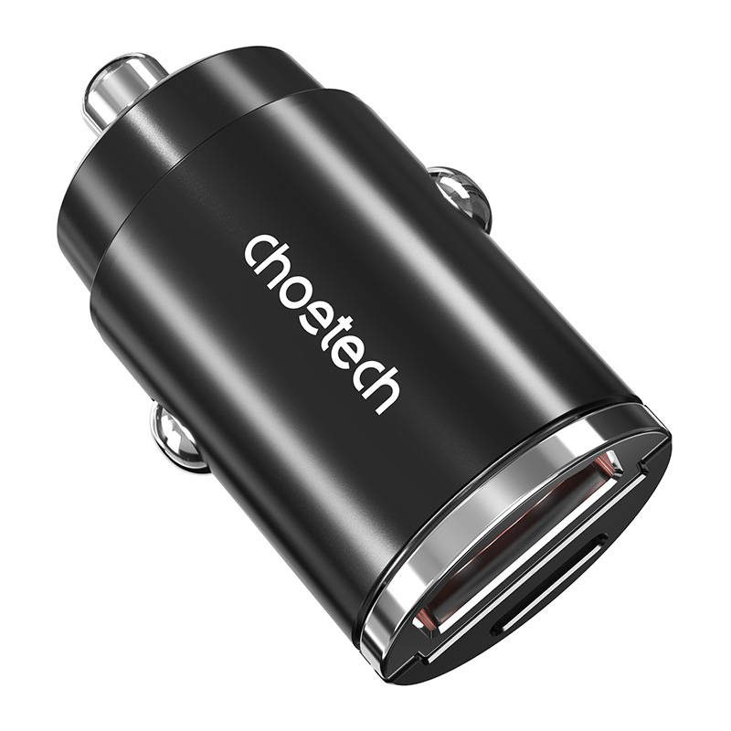 Car Charger Choetech TC0006 1x USB-A, 1x USB-C 30W PD 3.0 (black) - Image 4