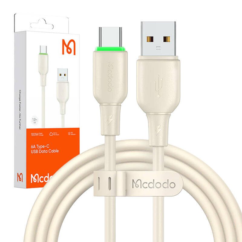 USB to USB-C Cable Mcdodo CA-4750 with LED light 1.2m (beige) - Image 3