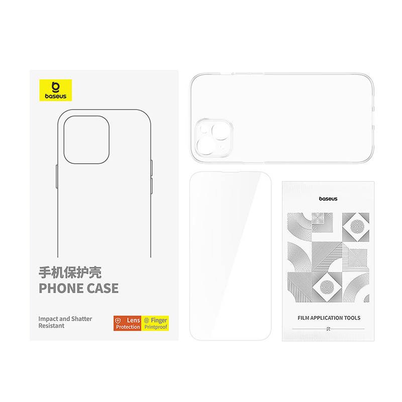 Clear Case Baseus iPhone 15 + tempered glass - Image 3