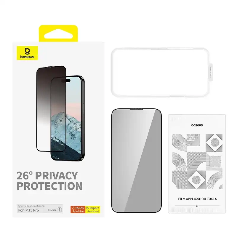 Privacy Protection Tempered Glass Baseus Diamond iPhone 15 Pro - Image 3