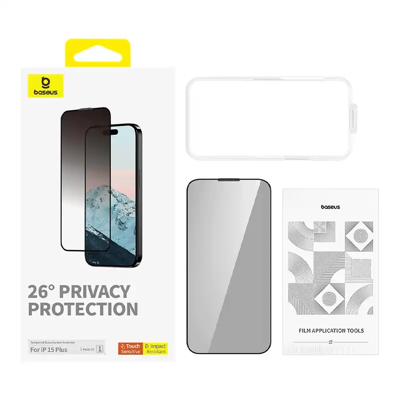 Privacy Protection Tempered Glass Baseus Diamond iPhone 15 Plus - Image 3