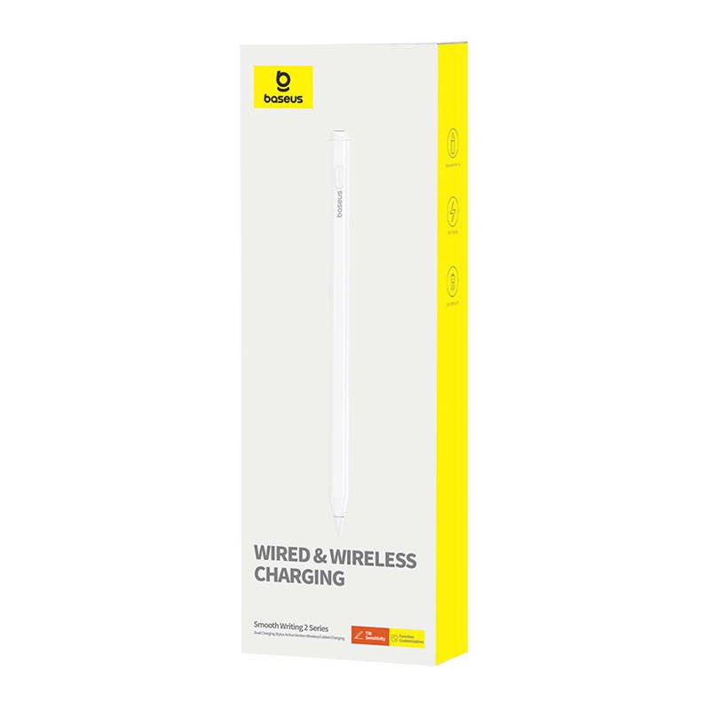 Active stylus Baseus Smooth Writing Series with wireless and cabled charging (White) - Image 3