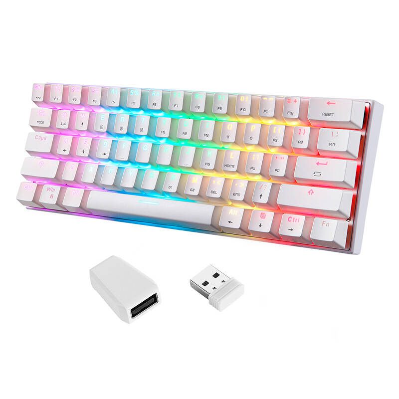 Motospeed SK62 Wireless Mechanical Keyboard White (blue switches) - Image 3