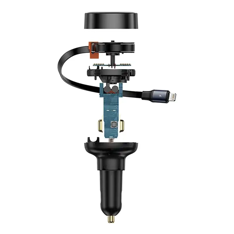 Car Charger Baseus Enjoyment Pro with lightning cable + USB-C , 55W (black) - Image 5