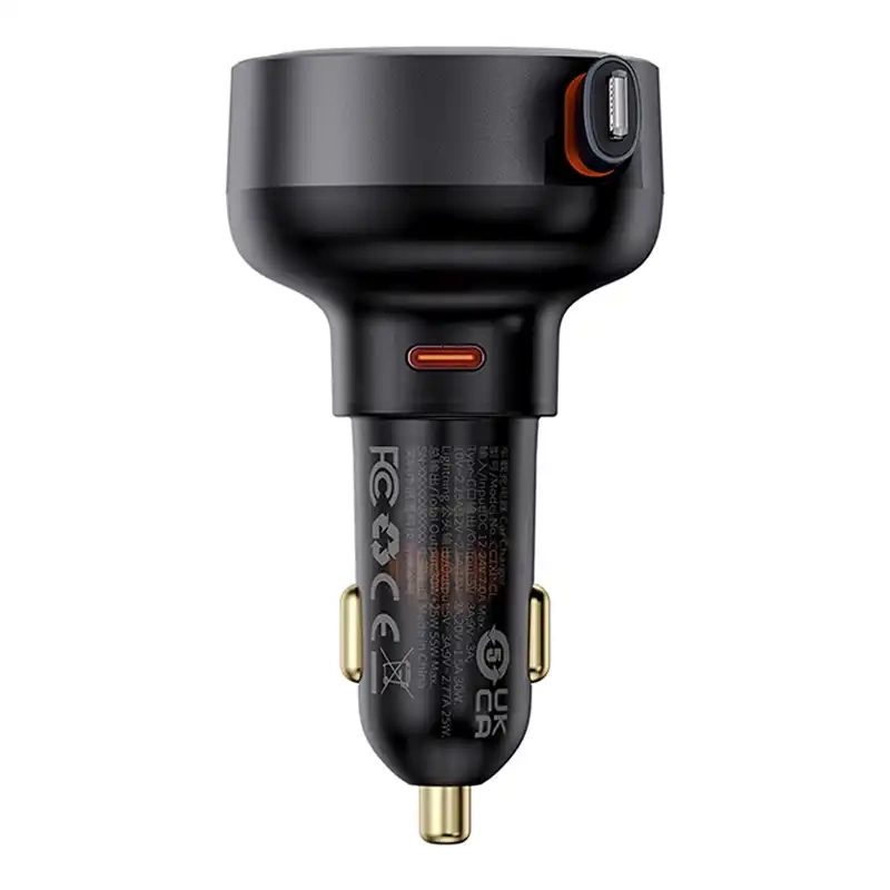 Car Charger Baseus Enjoyment Pro with lightning cable + USB-C , 55W (black) - Image 4