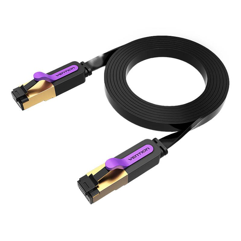 Flat Network Cable UTP CAT7 Vention ICABG RJ45 Ethernet 10Gbps 1.5m Black - Image 2