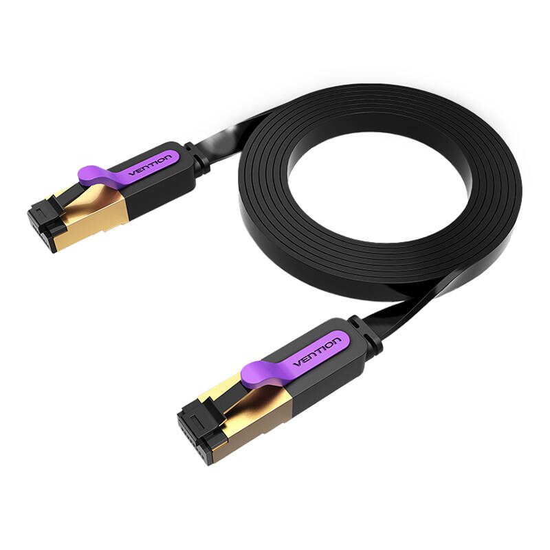Flat Network Cable UTP CAT7 Vention ICABJ RJ45 Ethernet 10Gbps 5m Black - Image 2