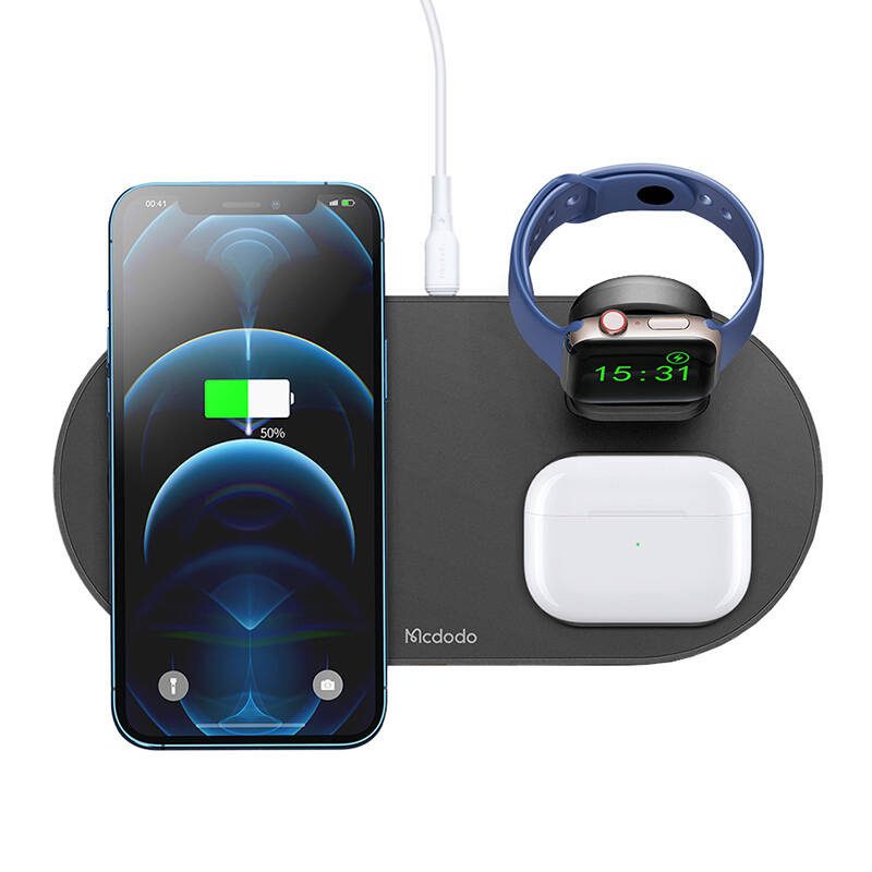 Wireless Charger Mcdodo CH-7061 3 in 1 15W (mobile/TWS/Apple watch) (black) - Image 6