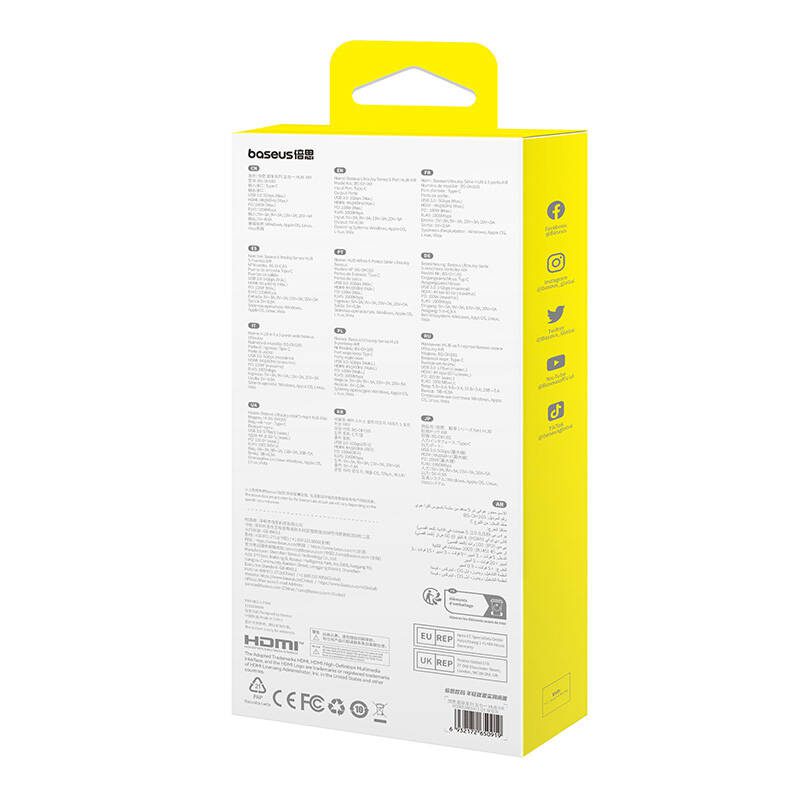 5-Port HUB AIR Baseus UltraJoy Series Type-C - HDMI, USB3.0x2, PD, RJ45 (grey) - Image 6