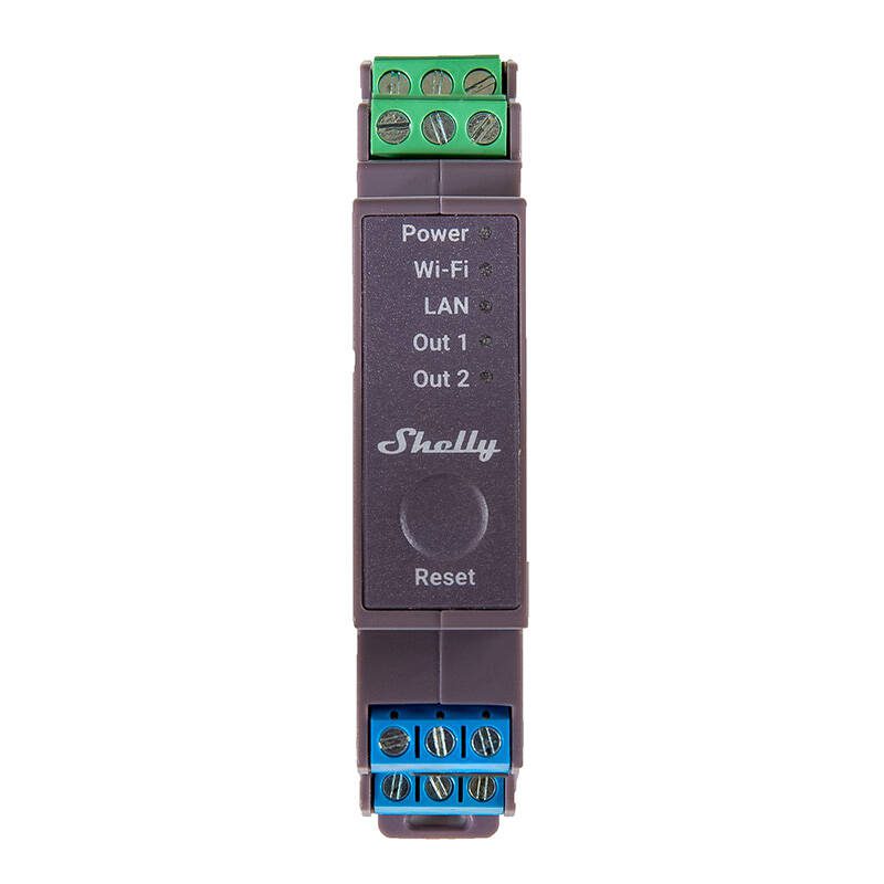 Shelly Pro 2 DIN Rail 2-channel Relay, WiFi/LAN
