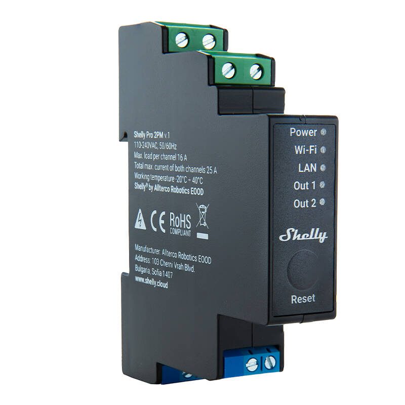 Shelly Pro 2PM DIN Rail 2-channel Relay, WiFi/LAN (Power measurement) - Image 2