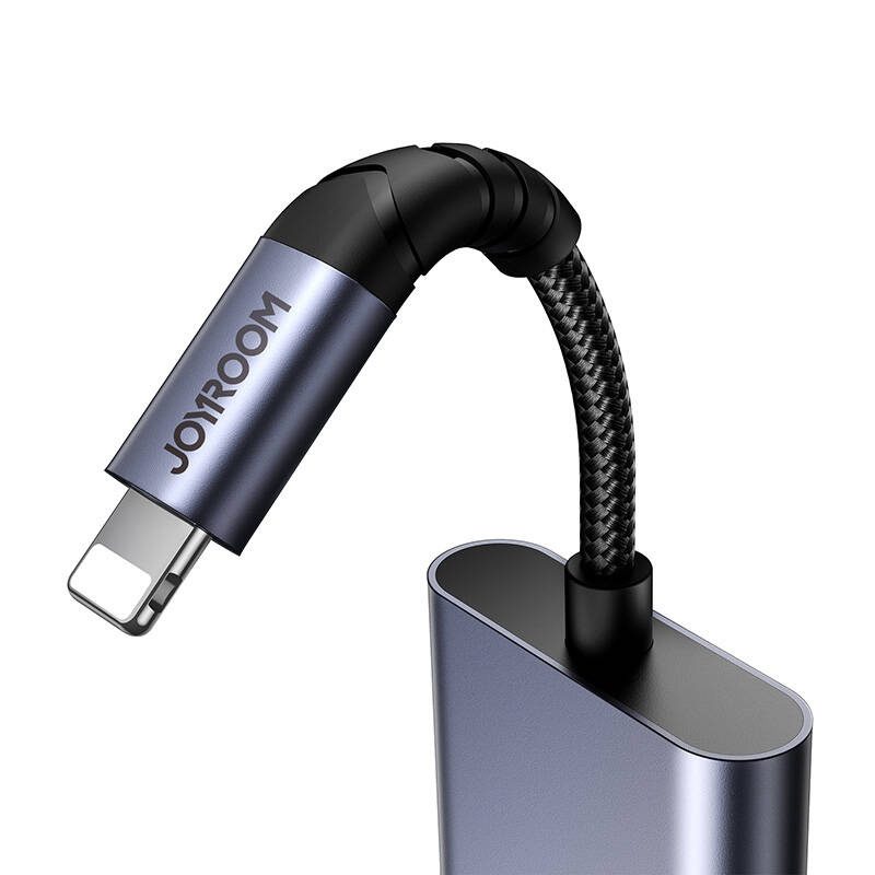 2-in-1 Audio adapter Joyroom SY-L01 Lightning to 3.5mm + Lightning (black) - Image 4