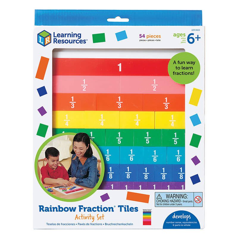 Rainbow Fraction Tiles With Tray Learning Resources LER 0615 - Image 3