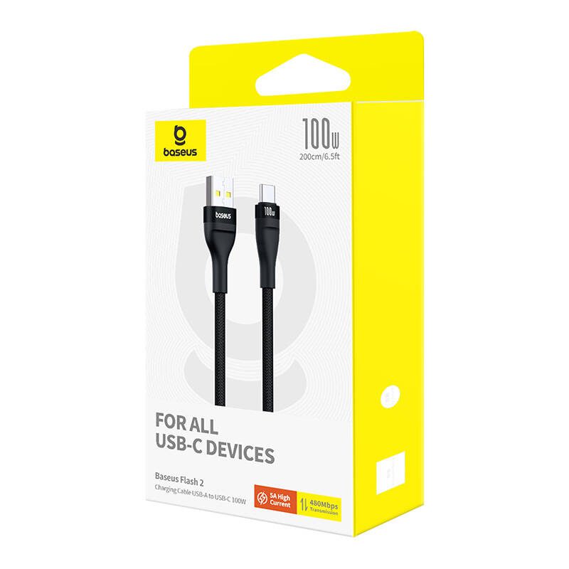 Charging Cable Baseus Flash 2 USB to USB-C 100W, 2m (black) - Image 6