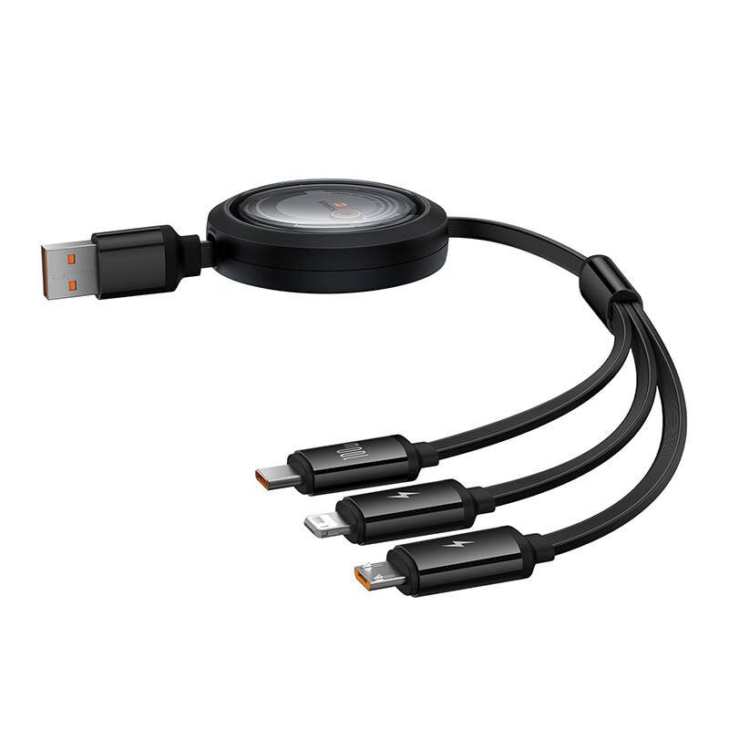 3-in-1 Baseus Free2Draw USB to M+L+C 100W cable, 1.1 m (black) - Image 2