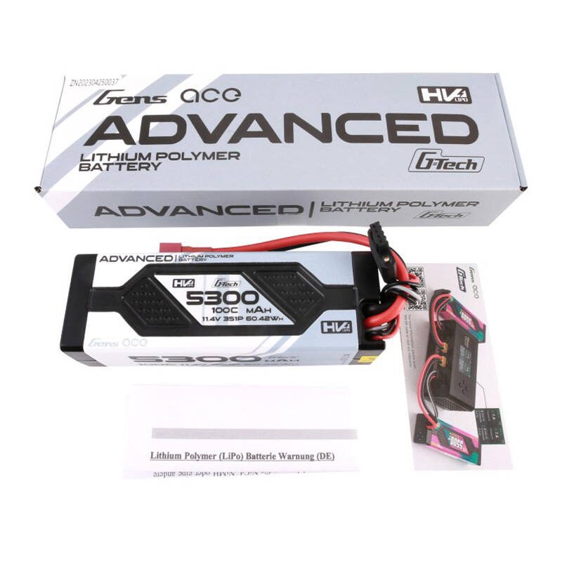 Gens ace Advanced G-Tech 5300mAh 11.4V 3S1P 100C HV car Lipo Battery Pack Hardcase with Deans Plug - Image 5