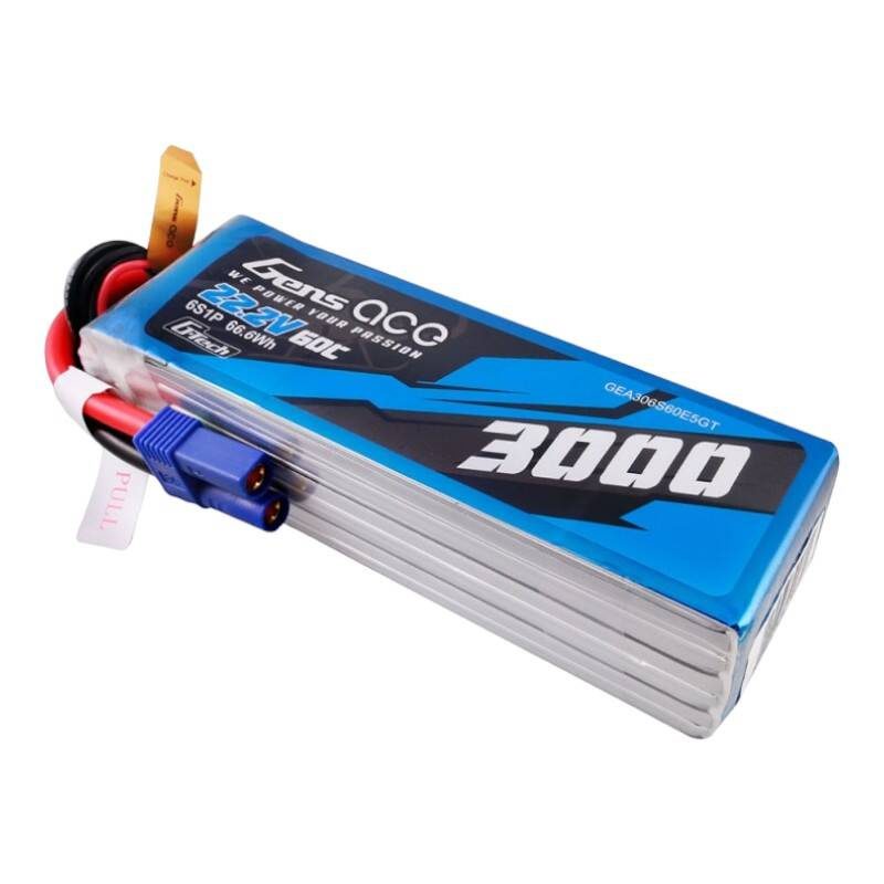 Gens ace G-Tech 3000mAh 22.2V 60C 6S1P Lipo Battery Pack with EC5 plug - Image 3