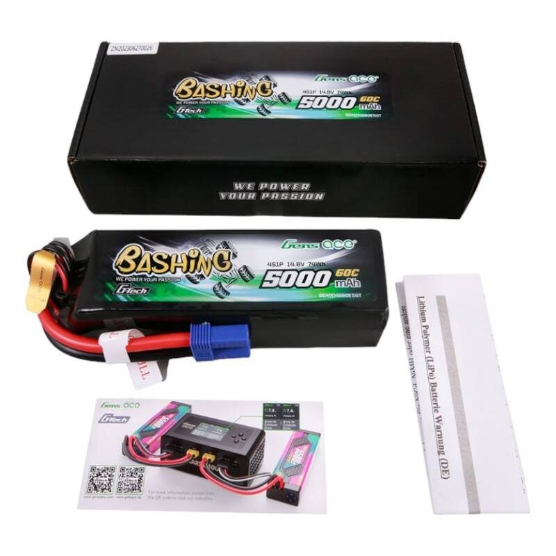 Gens ace G-Tech 5000mAh 14.8V 4S1P 60C Lipo Battery Pack with EC5 Plug-Bashing Series - Image 5