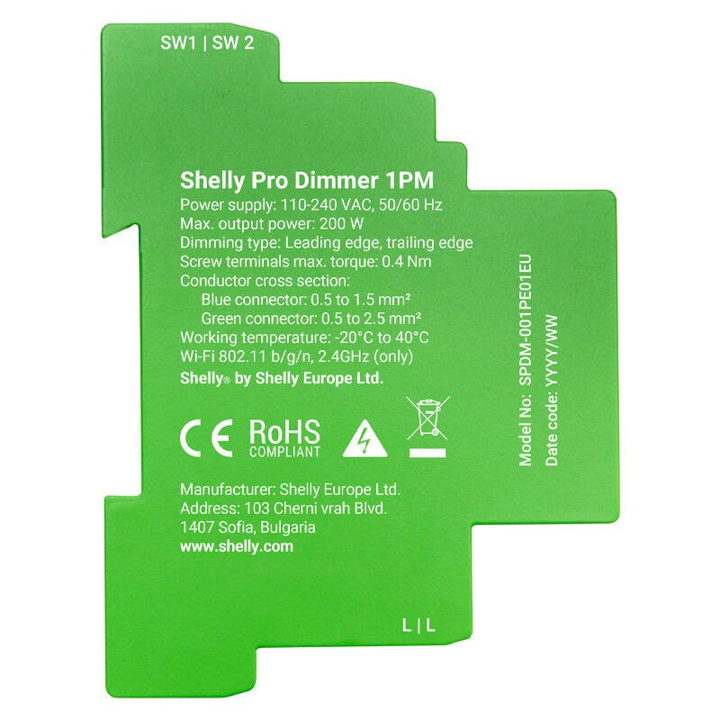 Shelly Pro Dimmer 1 DIN Rail Smart Switch, 1-channel - Image 2