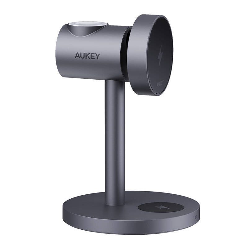 Wireless charger MagFusion 3 in 1 Aukey LC-MC311, 15W Qi2 (gray) - Image 2