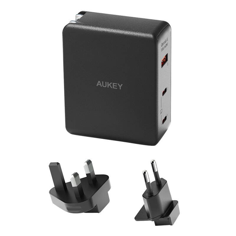 Wall charger Aukey PA-B7O, 1xUSB-A, 2xUSB-C, 140W GaN (black) - Image 2