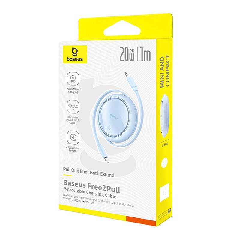 USB Cable Baseus Free2Pull USB-C to iP 20W 1m (blue) - Image 6