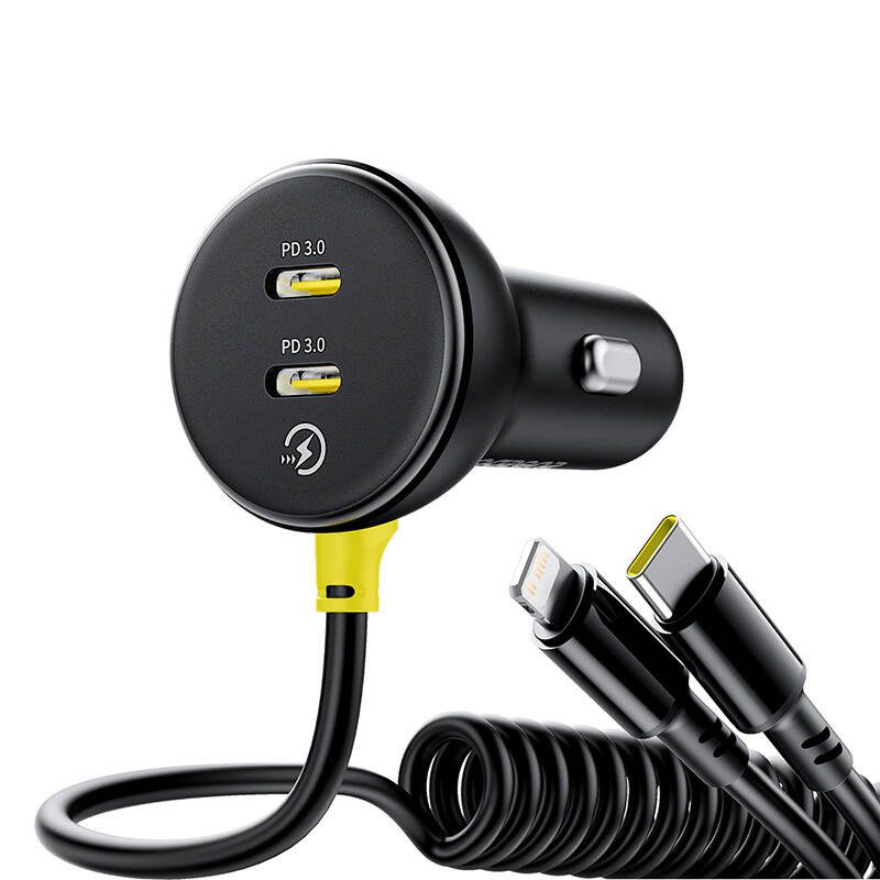60W Baseus USB-C car charger + Lightning cable (Black) - Image 4