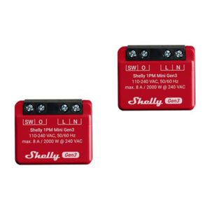 Shelly 1PM Mini Gen3 Set of 2 Controllers, WiFi/Bluetooth