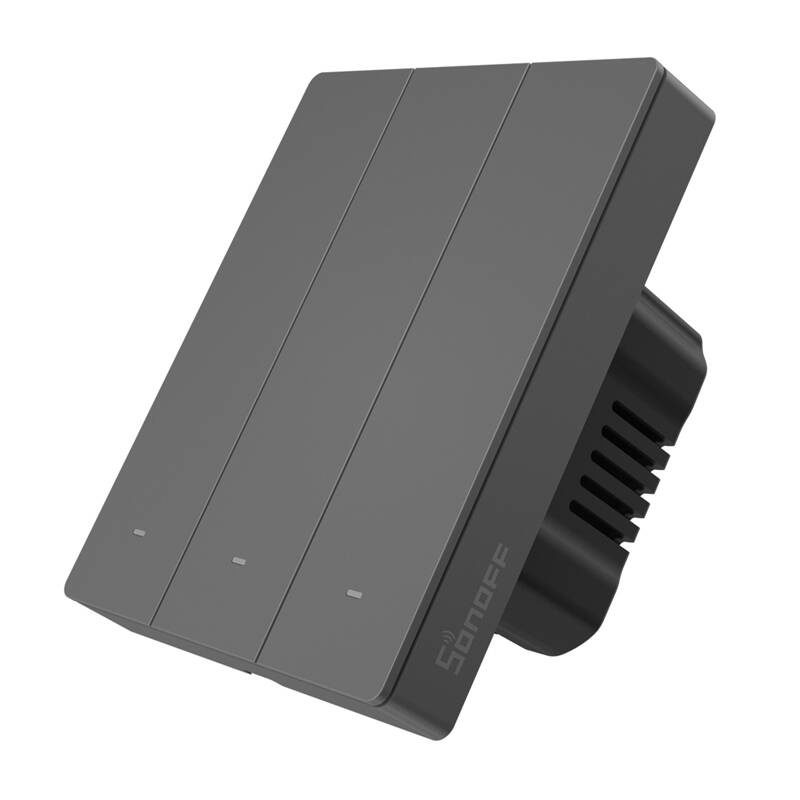 Smart WiFi wall switch SONOFF M5-3C-80 (3-channel, for frame, graphite) - Image 2