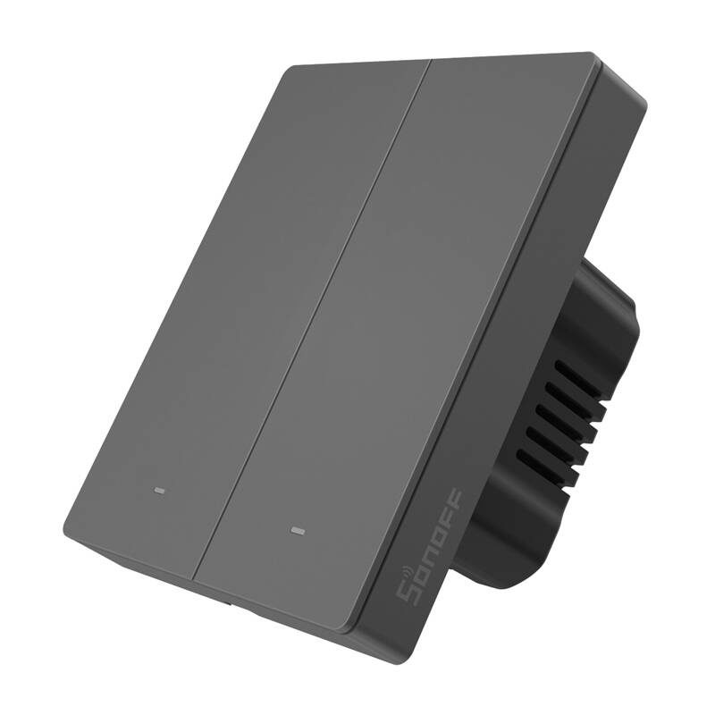 Smart WiFi wall switch SONOFF M5-2C-80 (2-channel, for frame, graphite) - Image 2