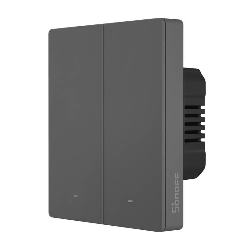 Smart WiFi wall switch SONOFF M5-2C-80 (2-channel, for frame, graphite) - Image 4