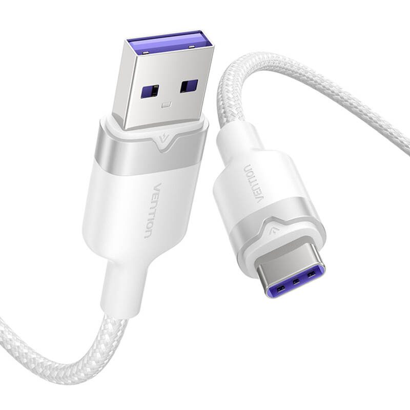 USB 2.0 A to USB-C 6A Vention CTOWF 1M cable (white) - Image 2