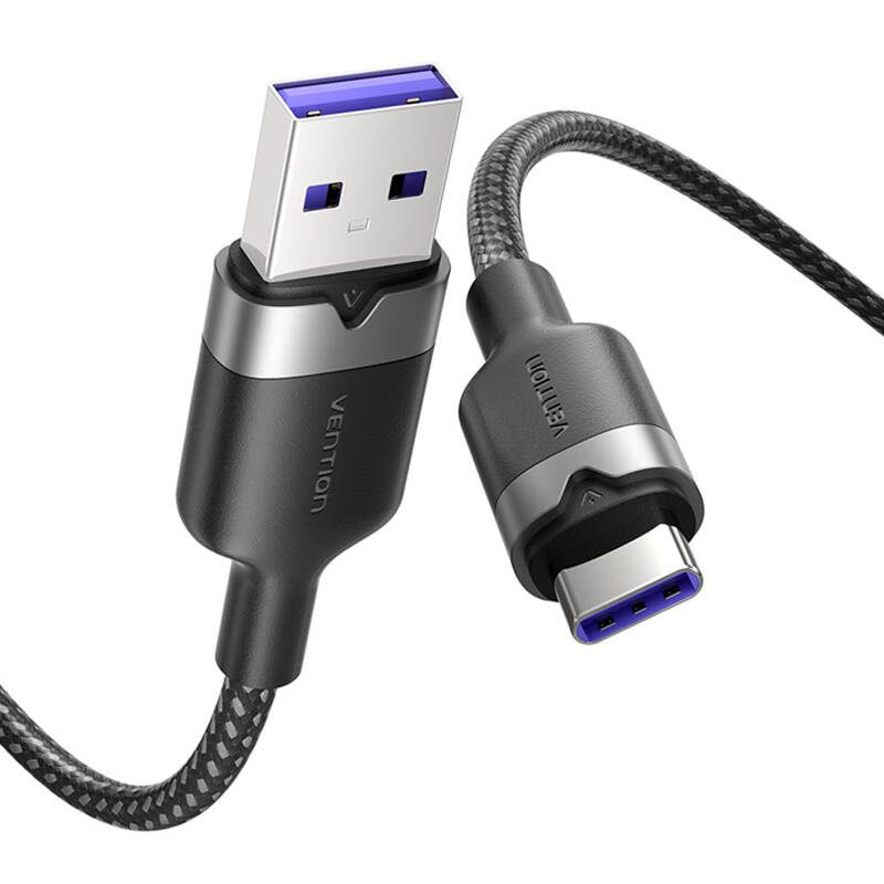 USB 2.0 A to USB-C 6A Vention CTOBH 2M cable (black) - Image 2