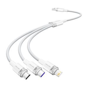 USB 2.0 A to 3-in-1 6A cable Vention CTRWG 1.5M (white)