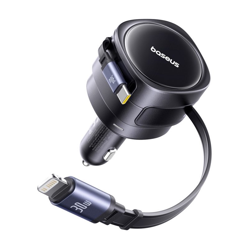 Baseus Enjoyment Max car charger with USB-C+Lightning cables 60W Black - Image 3