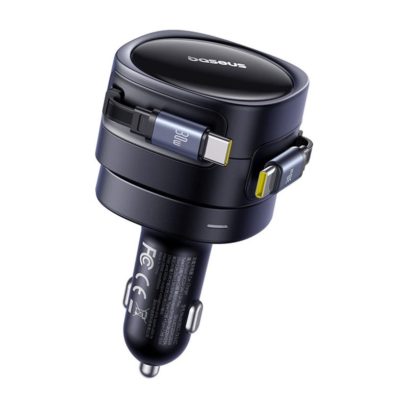 Baseus Enjoyment Max car charger with USB-C+USB-C cables 60W Black - Image 4