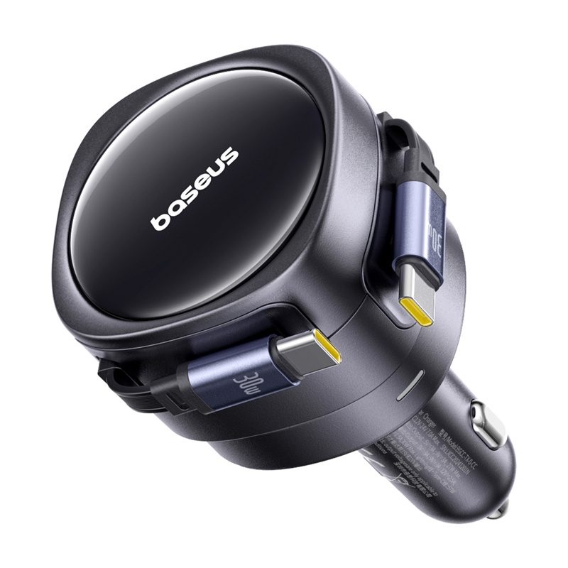 Baseus Enjoyment Max car charger with USB-C+USB-C cables 60W Black - Image 5