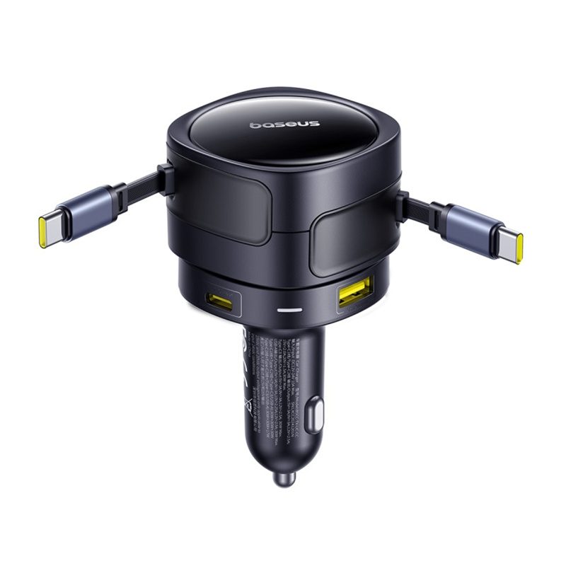 Baseus Enjoyment Max car charger with USB-C+USB-C cables and USB-A+USB-C ports 90W Black - Image 6