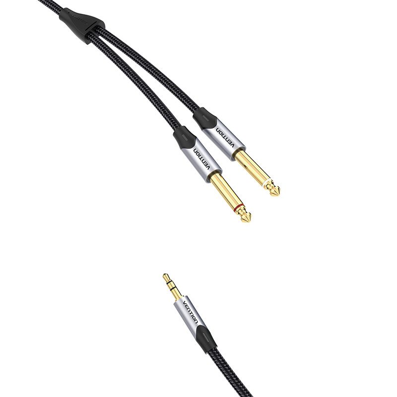 Audio cable mini jack 3.5mm to 2x jack 6.35mm male Vention BARHK 8m - Image 4