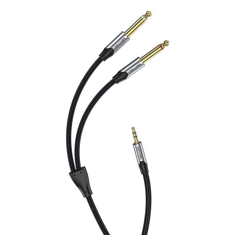 Audio cable mini jack 3.5mm to 2x jack 6.35mm male Vention BARHK 8m - Image 5