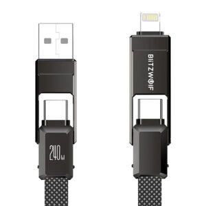Blitzwolf BW-HDC7 4-in-1 USB+C+Lightning cable 240W 1.2m (black)