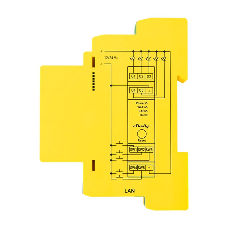 Shelly RGBWW Pro WiFi 5-Channel DIN Rail Lighting Controller - Image 4