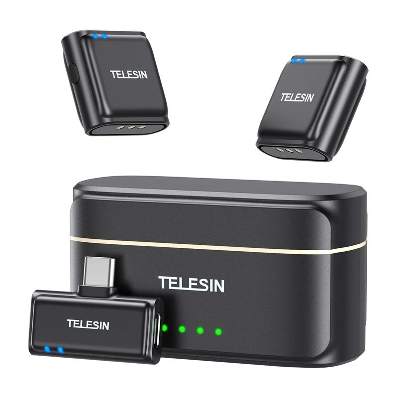 TELESIN wireless tie microphone + powerbank for phones (USB-C)