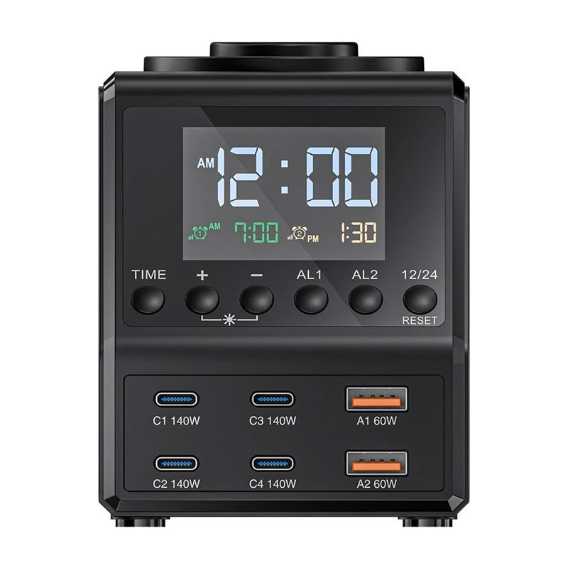 Blitzwolf BW-FW10 alarm clock with charger 2xUSB-A, 4xUSB-C, 240W - Image 4